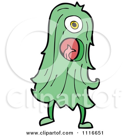 Clipart Green Hairy Halloween Monster Screaming - Royalty Free Vector Illustration by lineartestpilot