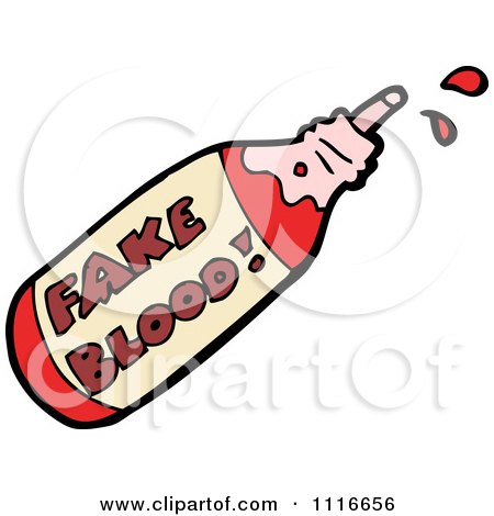 Clipart Bottle Of Fake Halloween Blood - Royalty Free Vector Illustration by lineartestpilot