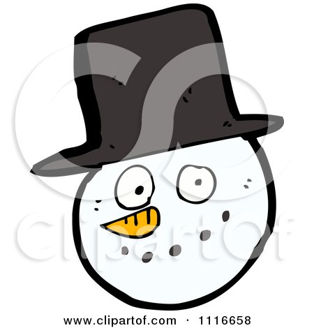 Clipart Christmas Winter Snowman Face With A Top Hat - Royalty Free Vector Illustration by lineartestpilot