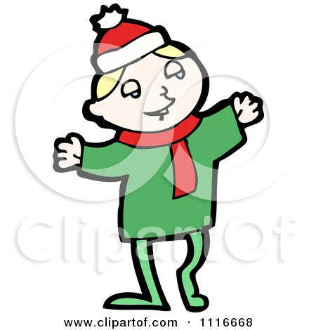 Clipart Happy White Christmas Elf - Royalty Free Vector Illustration by lineartestpilot