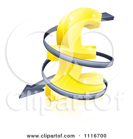 Vector Clipart 3d Spiraling Down Arrow Around A Golden Yen Currency Symbol - Royalty Free Graphic Illustration by AtStockIllustration