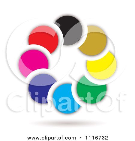 Vector Clipart Of A Round Colorful Ring Of Dots And Shadows - Royalty Free Graphic Illustration by michaeltravers