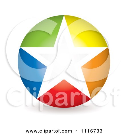 Vector Clipart Of A Round Colorful Star Icon And Shadow - Royalty Free Graphic Illustration by michaeltravers