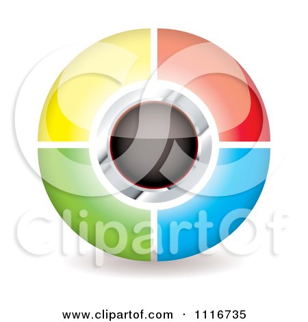 Vector Clipart Of A Shiny Round Colorful Icon And Shadow - Royalty Free Graphic Illustration by michaeltravers