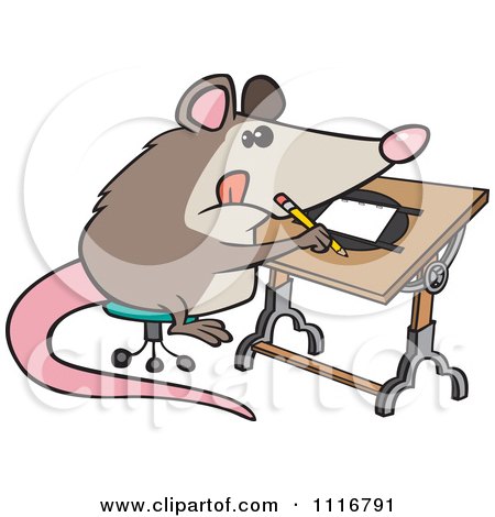 Cartoon Of A Artist Possum Drawing - Royalty Free Vector Clipart by toonaday