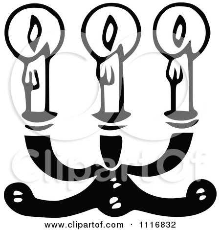 Clipart Of A Retro Vintage Black And White Candelabra - Royalty Free Vector Illustration by Prawny Vintage