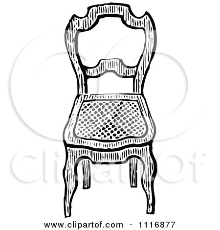 Clipart Of A Retro Vintage Black And White Chair - Royalty Free Vector Illustration by Prawny Vintage