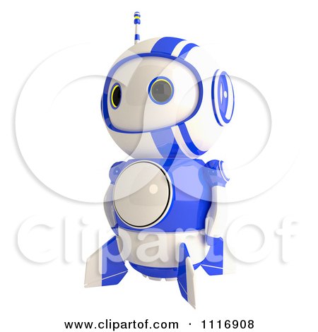 Clipart Of A Cute 3d Blueberry Robot Facing Left - Royalty Free CGI Illustration by Leo Blanchette