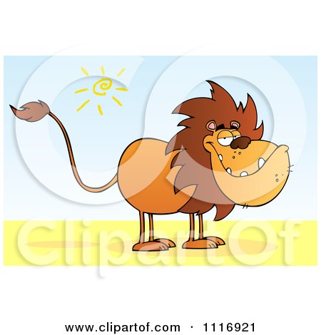 Clipart Of A Lion With A Lazy Grin - Royalty Free Vector Illustration by Hit Toon