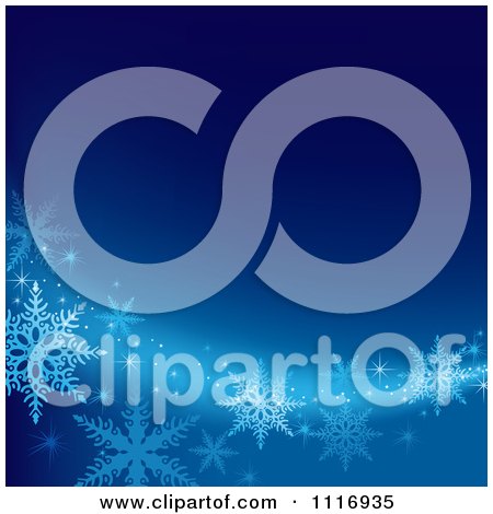 Vector Clipart Of A Blue Background With A Wave Of Snowflakes - Royalty Free Graphic Illustration by dero