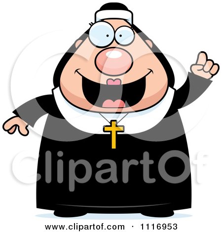 Vector Cartoon Nun In Her Habit With An Idea - Royalty Free Clipart Graphic by Cory Thoman