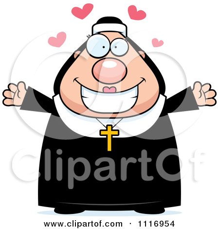Vector Cartoon Loving Nun In Her Habit - Royalty Free Clipart Graphic by Cory Thoman
