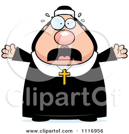 Vector Cartoon Frightened Nun In Her Habit - Royalty Free Clipart Graphic by Cory Thoman
