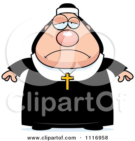Vector Cartoon Depressed Nun In Her Habit - Royalty Free Clipart Graphic by Cory Thoman