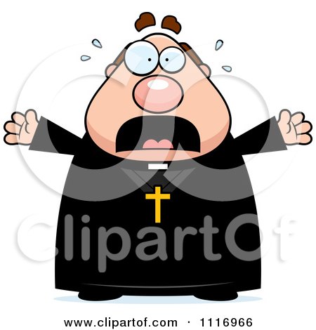 Vector Cartoon Frightened Priest - Royalty Free Clipart Graphic by Cory Thoman