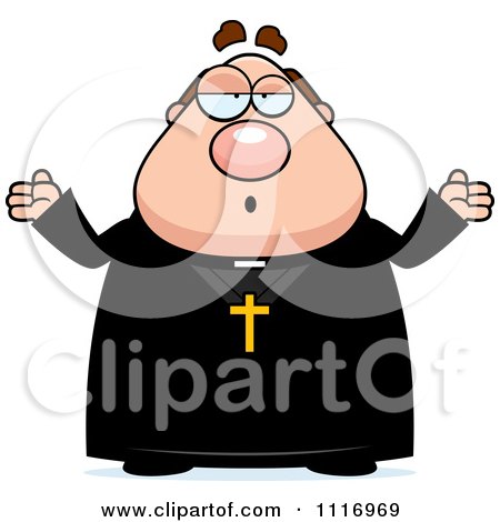 Vector Cartoon Careless Shrugging Priest - Royalty Free Clipart Graphic by Cory Thoman