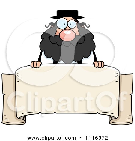 Vector Cartoon Rabbi Over A Banner - Royalty Free Clipart Graphic by Cory Thoman