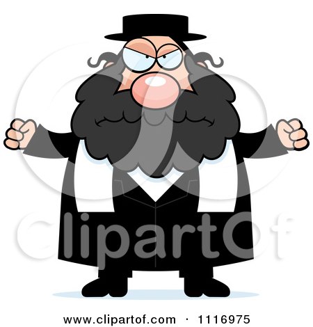 Vector Cartoon Angry Rabbi - Royalty Free Clipart Graphic by Cory Thoman
