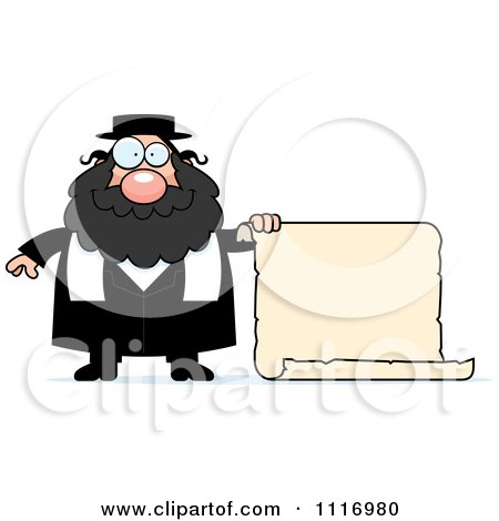 Vector Cartoon Rabbi With A Sign - Royalty Free Clipart Graphic by Cory Thoman