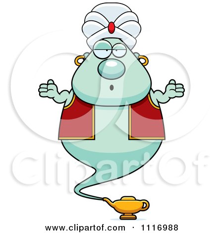 Vector Cartoon Careless Chubby Green Genie - Royalty Free Clipart Graphic by Cory Thoman