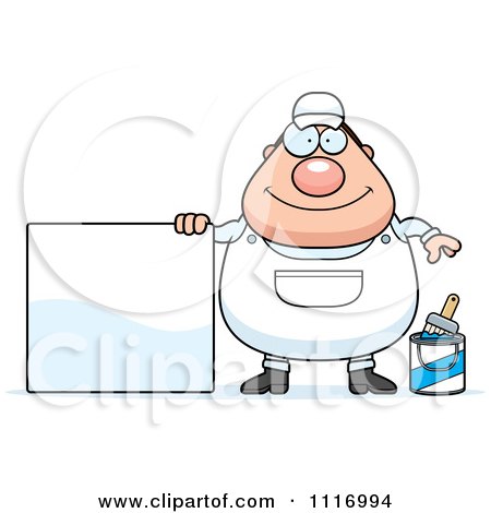 Vector Cartoon Male House Painter Worker With A Sign - Royalty Free Clipart Graphic by Cory Thoman