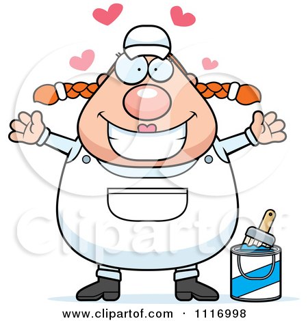 Vector Cartoon Loving Female House Painter Worker - Royalty Free Clipart Graphic by Cory Thoman