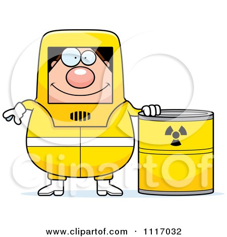 Vector Cartoon Hazmat Hazardous Materials Removal Worker With A Drum - Royalty Free Clipart Graphic by Cory Thoman