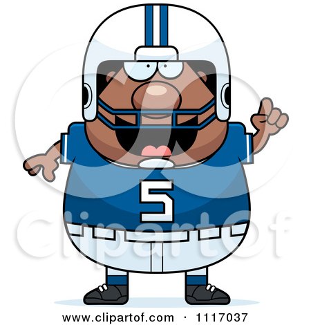 Vector Cartoon Of A Chubby Black Football Player With An Idea - Royalty Free Clipart Graphic by Cory Thoman