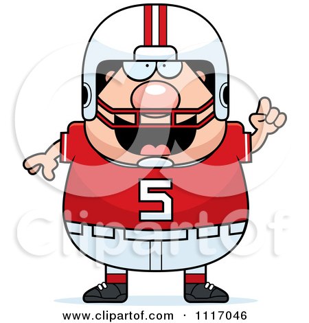 Vector Cartoon Of A Chubby White Football Player With An Idea - Royalty Free Clipart Graphic by Cory Thoman