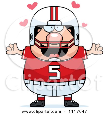 Vector Cartoon Of A Amorous Chubby White Football Player - Royalty Free Clipart Graphic by Cory Thoman