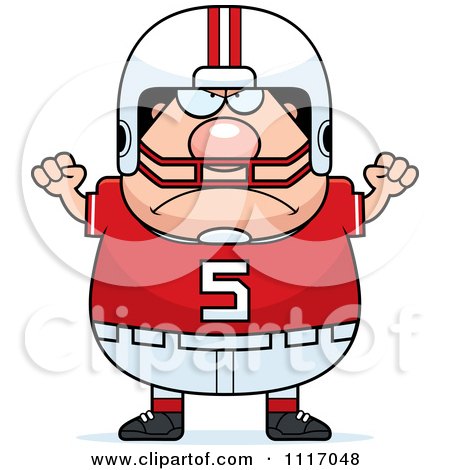 Vector Cartoon Of A Angry Chubby White Football Player - Royalty Free Clipart Graphic by Cory Thoman