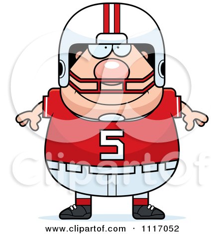 Vector Cartoon Of A Happy Chubby White Football Player - Royalty Free Clipart Graphic by Cory Thoman