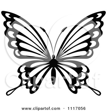 Vector Clipart Black And White Butterfly 1 - Royalty Free Graphic Illustration by Vector Tradition SM