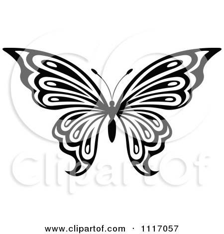 Vector Clipart Black And White Butterfly 2 - Royalty Free Graphic Illustration by Vector Tradition SM