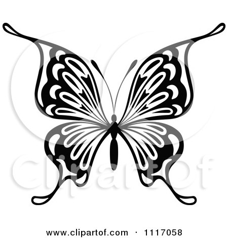 Vector Clipart Black And White Butterfly 3 - Royalty Free Graphic Illustration by Vector Tradition SM