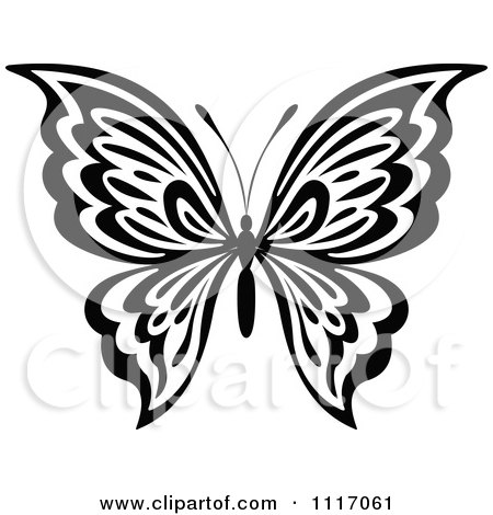Vector Clipart Black And White Butterfly 6 - Royalty Free Graphic Illustration by Vector Tradition SM