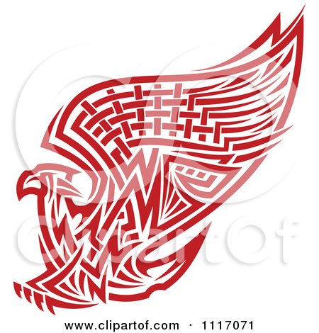Vector Clipart Red Tribal Griffin Or Eagle - Royalty Free Graphic Illustration by Vector Tradition SM