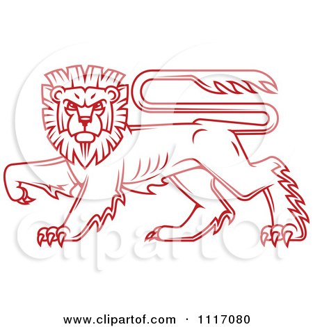 Vector Clipart Red Walking Heraldic Lion - Royalty Free Graphic Illustration by Vector Tradition SM