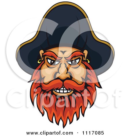 Vector Clipart Pirate Captain Face With A Red Beard - Royalty Free Graphic Illustration by Vector Tradition SM