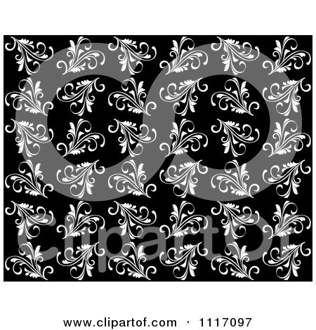 Vector Clipart Seamless Black And White Floral Vine Background Pattern 6 - Royalty Free Graphic Illustration by Vector Tradition SM