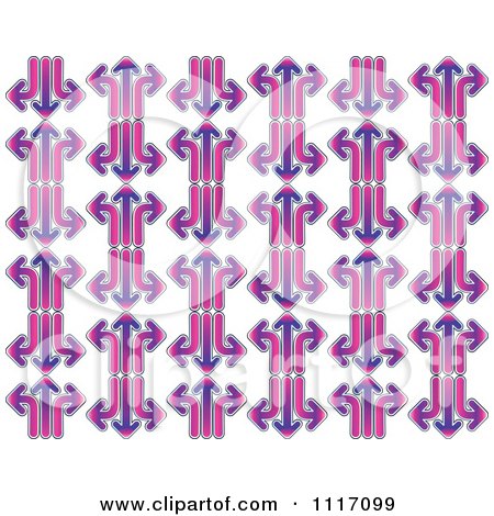 Vector Clipart Seamless Pattern Of Gradient Pink And Red Arrows On White - Royalty Free Graphic Illustration by Vector Tradition SM