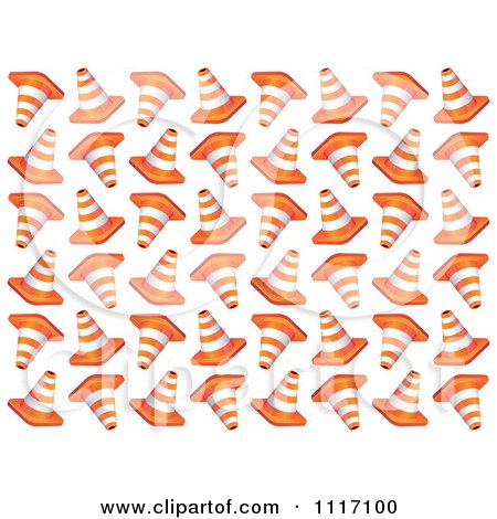 Vector Clipart Seamless Pattern Of Construction Cones On White - Royalty Free Graphic Illustration by Vector Tradition SM