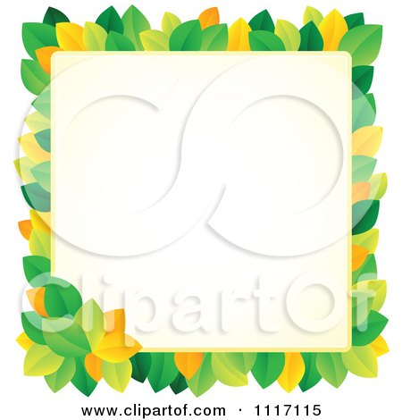Vector Cartoon Frame Of Leaves With Copyspace, - Royalty Free Clipart Graphic by visekart