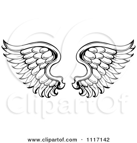 Vector Cartoon Of A Black And White Wings - Royalty Free Clipart Graphic by visekart