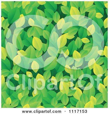 Vector Clipart Seamless Green Leaf Background Pattern - Royalty Free Graphic Illustration by visekart