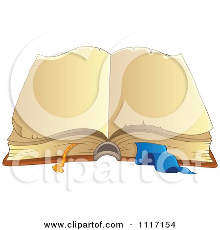 Vector Cartoon Of A Open Vintage Book With Blank Pages - Royalty Free Clipart Graphic by visekart