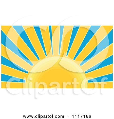 Vector Clipart Retro Styled Yellow Sunburst And Blue Sky - Royalty Free Graphic Illustration by patrimonio