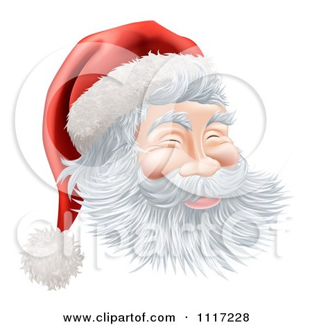 Cartoon Santas Face With A Jolly Expression - Royalty Free Vector Clipart by AtStockIllustration