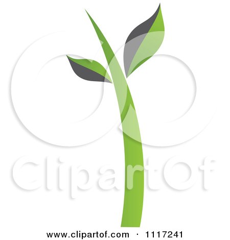 Vector Clipart Of A Green And Black Green Sustainable Energy Seedling - Royalty Free Graphic Illustration by Andrei Marincas