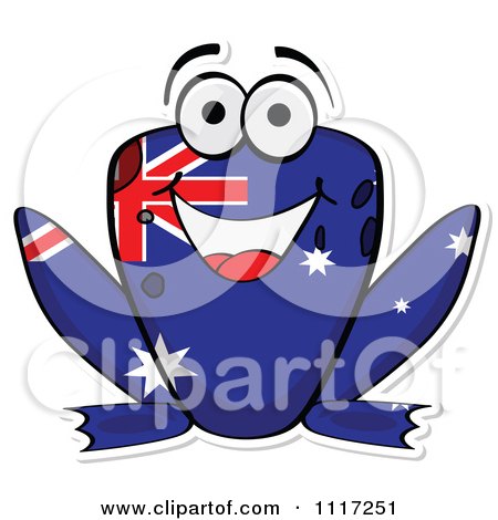 Vector Clipart Happy Australian Flag Frog - Royalty Free Graphic Illustration by Andrei Marincas